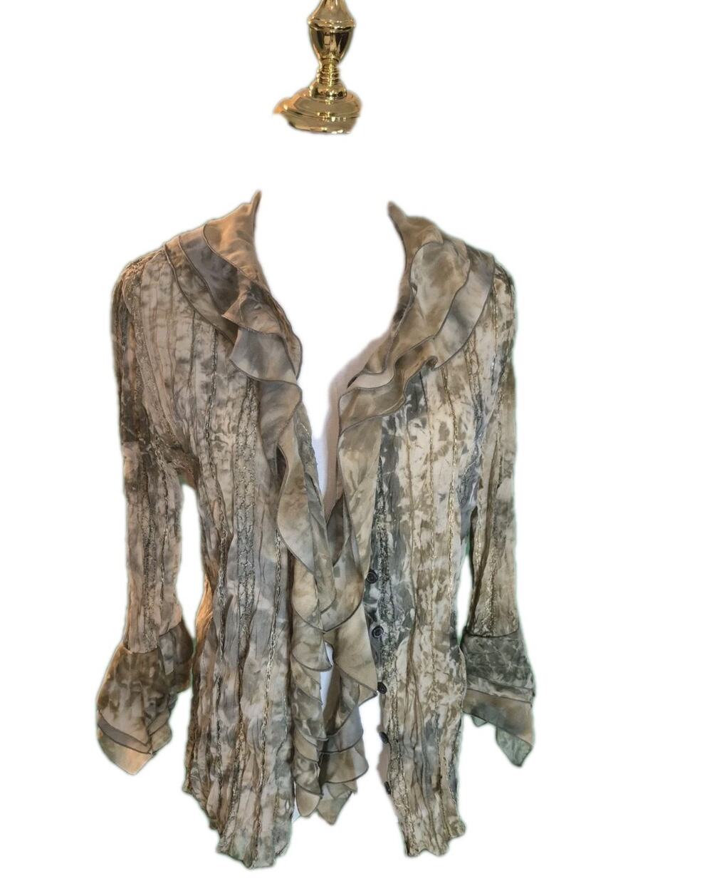 Agora Paisley Art Top Shirt Flare Long Sleeve Whimsigoth Fairy M Crinkle Boho